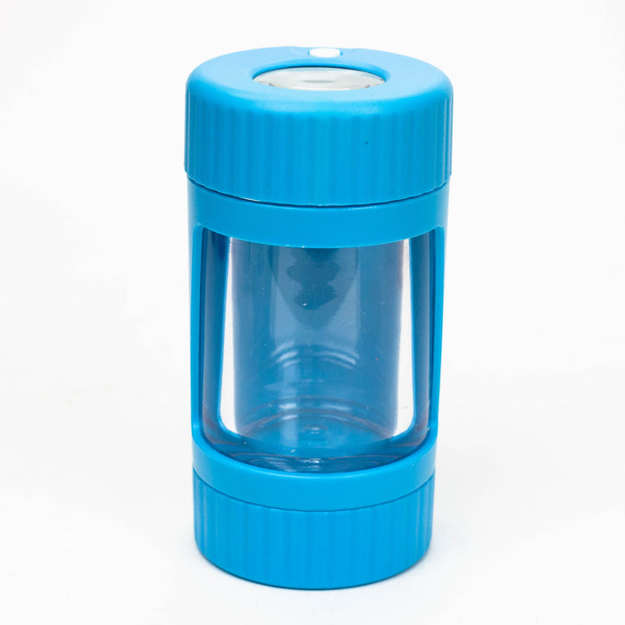 4-in-1 LED Magnify Jar with a grinder and one hitter Jar Purple Haze Smoke Inc Blue