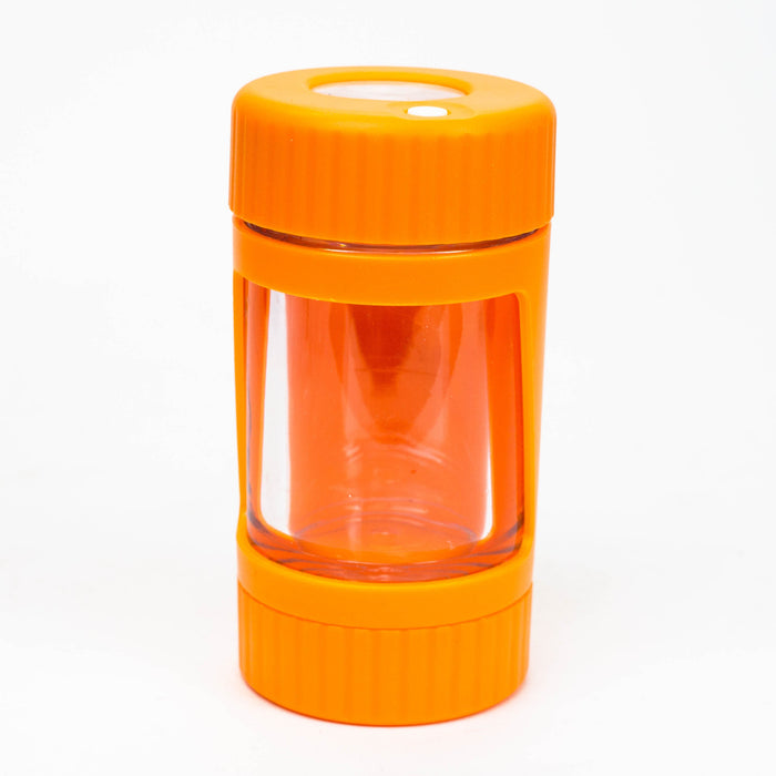 4-in-1 LED Magnify Jar with a grinder and one hitter Jar Purple Haze Smoke Inc Orange
