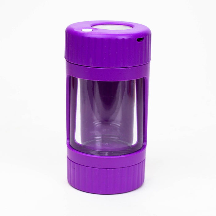 4-in-1 LED Magnify Jar with a grinder and one hitter Jar Purple Haze Smoke Inc Purple