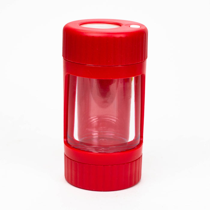 4-in-1 LED Magnify Jar with a grinder and one hitter Jar Purple Haze Smoke Inc Red