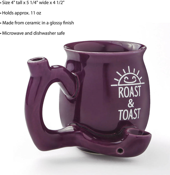 PREMIUM ROAST & TOAST PIPE MUG - SHINY PLUM WITH WHITE PRINT