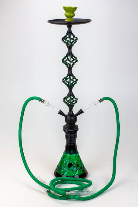 31" 2 hoses Twisted Wrought Metal Hookah [MD2206] Hookah Canadian Distributor Green