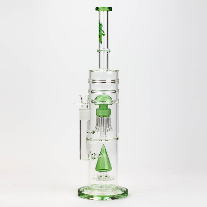 17" H2O dual diffuser glass water bong [H2O-5002] Glass Bong Canadian Distributor Green