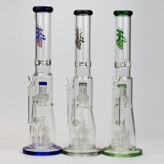 17.5" H2O glass water bong with shower head percolator [H2O-5003]