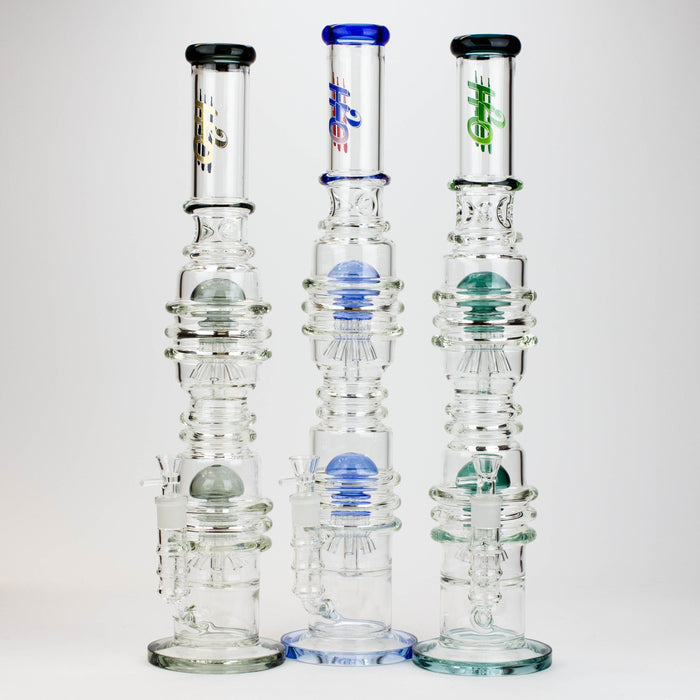 21" H2O Dual percolator glass water bong [H2O-5004] Bongs Canadian Distributor