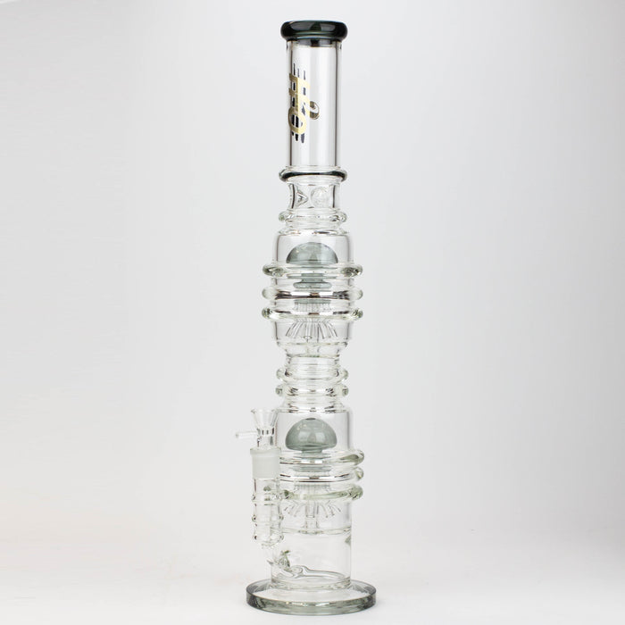 21" H2O Dual percolator glass water bong [H2O-5004] Bongs Canadian Distributor Trans Black