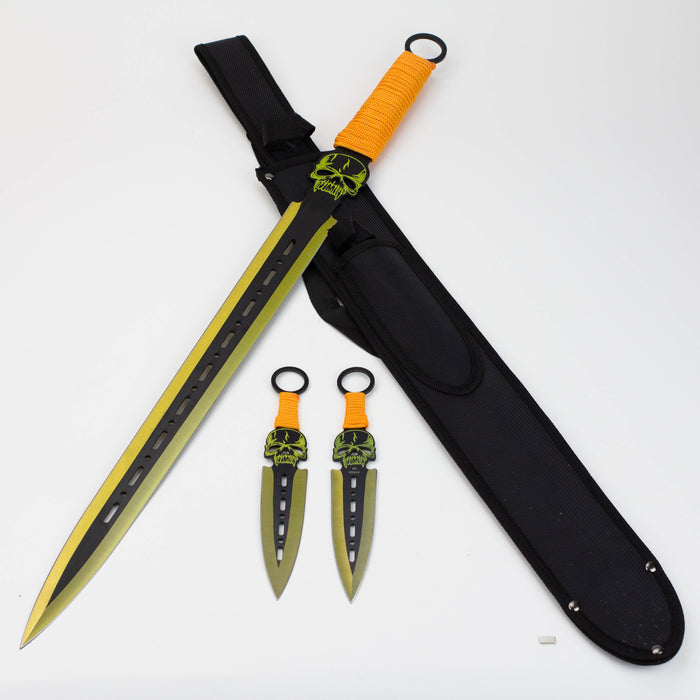 Tactical Machete Sword with Two 8″ Throwing Knives [T661085]
