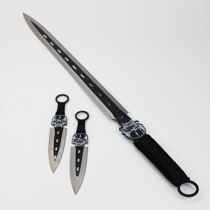 Tactical Machete Sword with Two 8″ Throwing Knives [T661085]