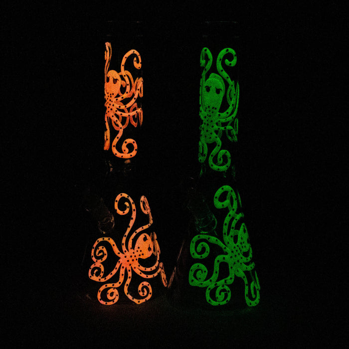 15.5" Glow in the dark beaker glass water bong [AK082]