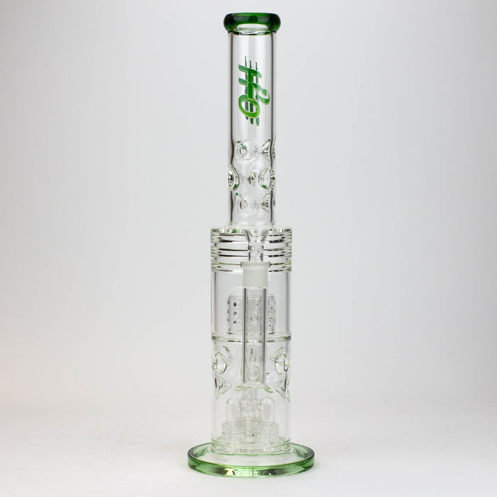 18" H2O glass water bong with triple mini shower head diffuser [H2O-5007]