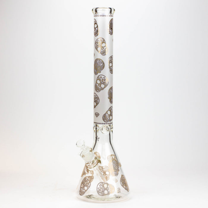 20" Skull Patterned 9 mm glass water bong ( GBT2101 ) Bongs ONE E-White