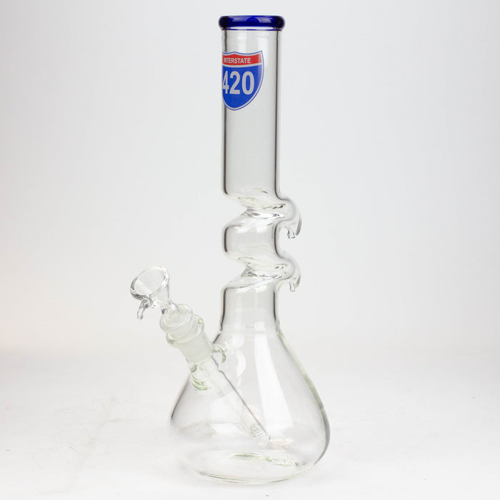 12" Zig-zag water bong -GP1390AST Glass Bong ONE 420 HWY