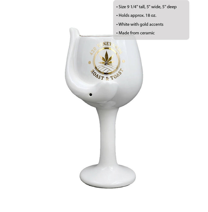 420 Vineyards - Roast & Toast Ceramic Wine Glass pipe Quartz hand pipe Roast and Toast Gifts