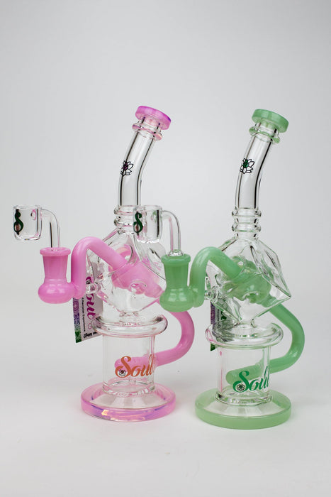 9" SOUL Glass 2-in-1 cube recycler bong- - One Wholesale