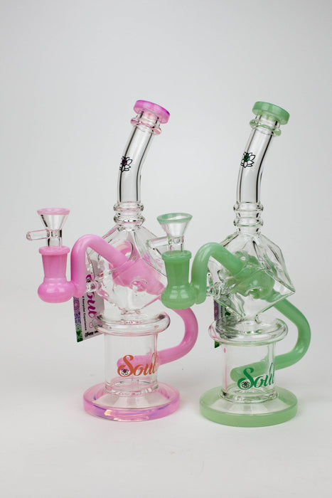 9" SOUL Glass 2-in-1 cube recycler bong- - One Wholesale