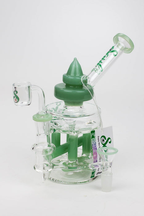 7" SOUL Glass 2-in-1 Double deck recycler bong-Green - One Wholesale