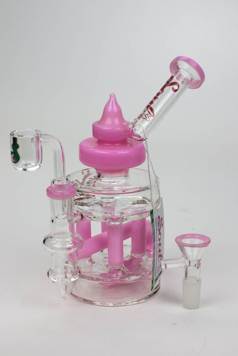 7" SOUL Glass 2-in-1 Double deck recycler bong-Pink - One Wholesale