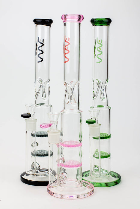 15" WAVE Dual honeycomb glass Bong [W2]- - One Wholesale