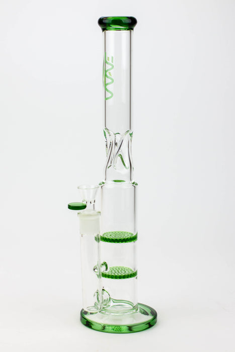15" WAVE Dual honeycomb glass Bong [W2]-Green - One Wholesale