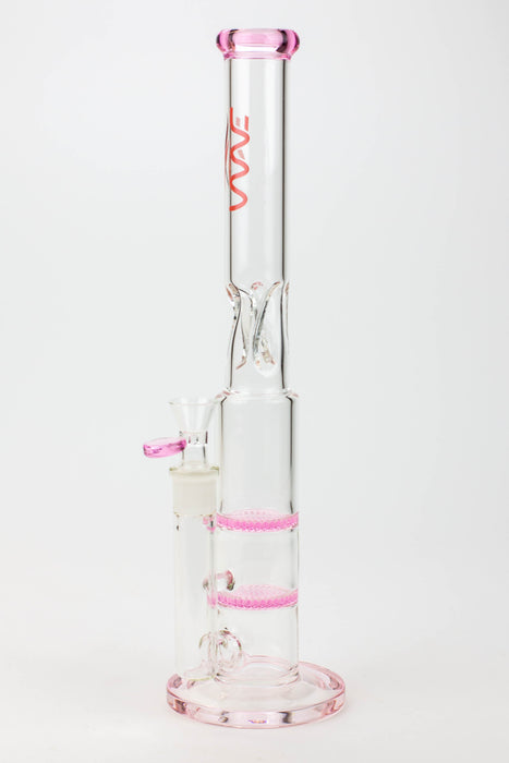 15" WAVE Dual honeycomb glass Bong [W2]-Pink - One Wholesale