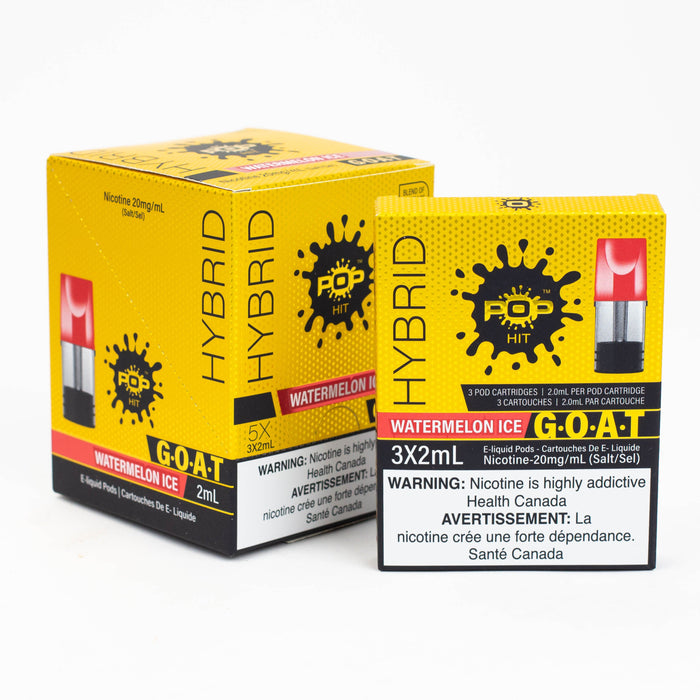 Pop Hit HYBRID G.O.A.T STLTH Compatible Pods Box of 5 packs (20 mg/mL) Federal Excise Tax ONE Watermelon