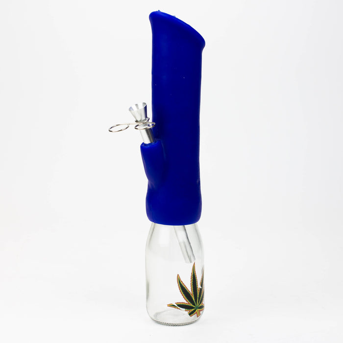 12" Silicone water bong with glass base [WP009] Resin · Silicone · Plastic Bong ONE Blue