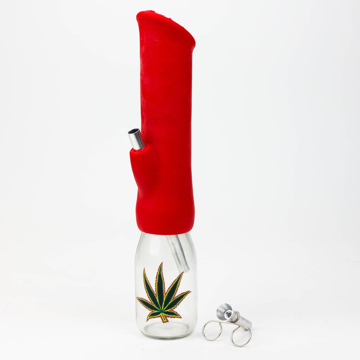 12" Silicone water bong with glass base [WP009] Resin · Silicone · Plastic Bong ONE