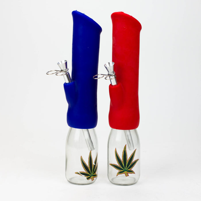 12" Silicone water bong with glass base [WP009] Resin · Silicone · Plastic Bong ONE