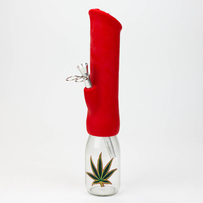 12" Silicone water bong with glass base [WP009] Resin · Silicone · Plastic Bong ONE Red