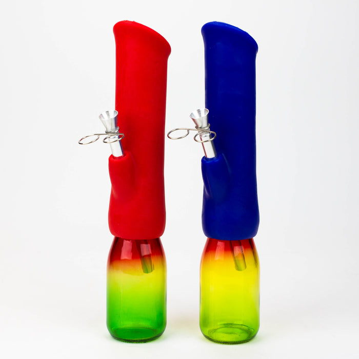 12" Silicone water bong with glass base [WP009A]- - One Wholesale