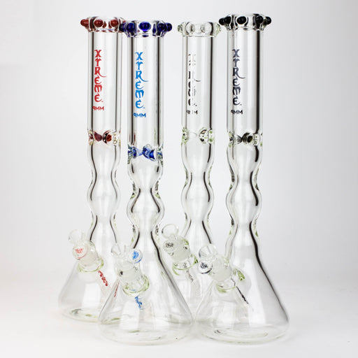 17.5" XTREME / 9 mm / curved tube glass water bong [XTR5002]- - One Wholesale